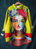 Eugen | Olieverfschilderij Freda Portret Kunst Bedrukt Casual Dames T-shirt