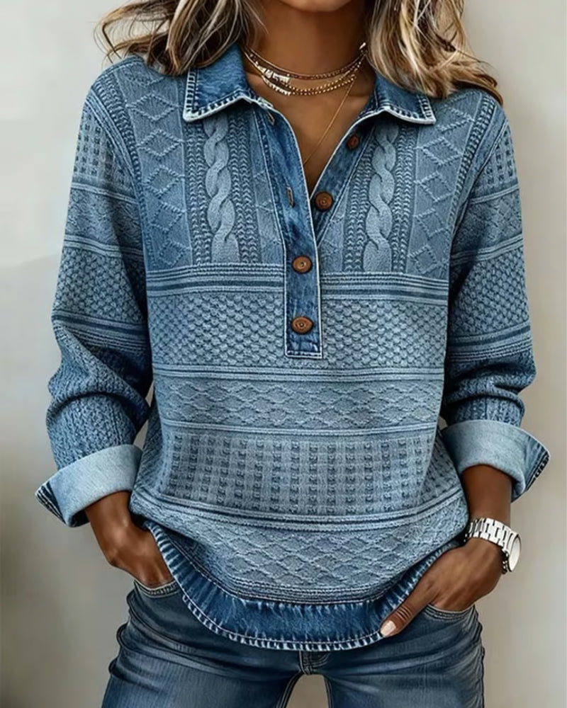 Dolores | Trendy sweatshirt met halve knoopsluiting en kraag