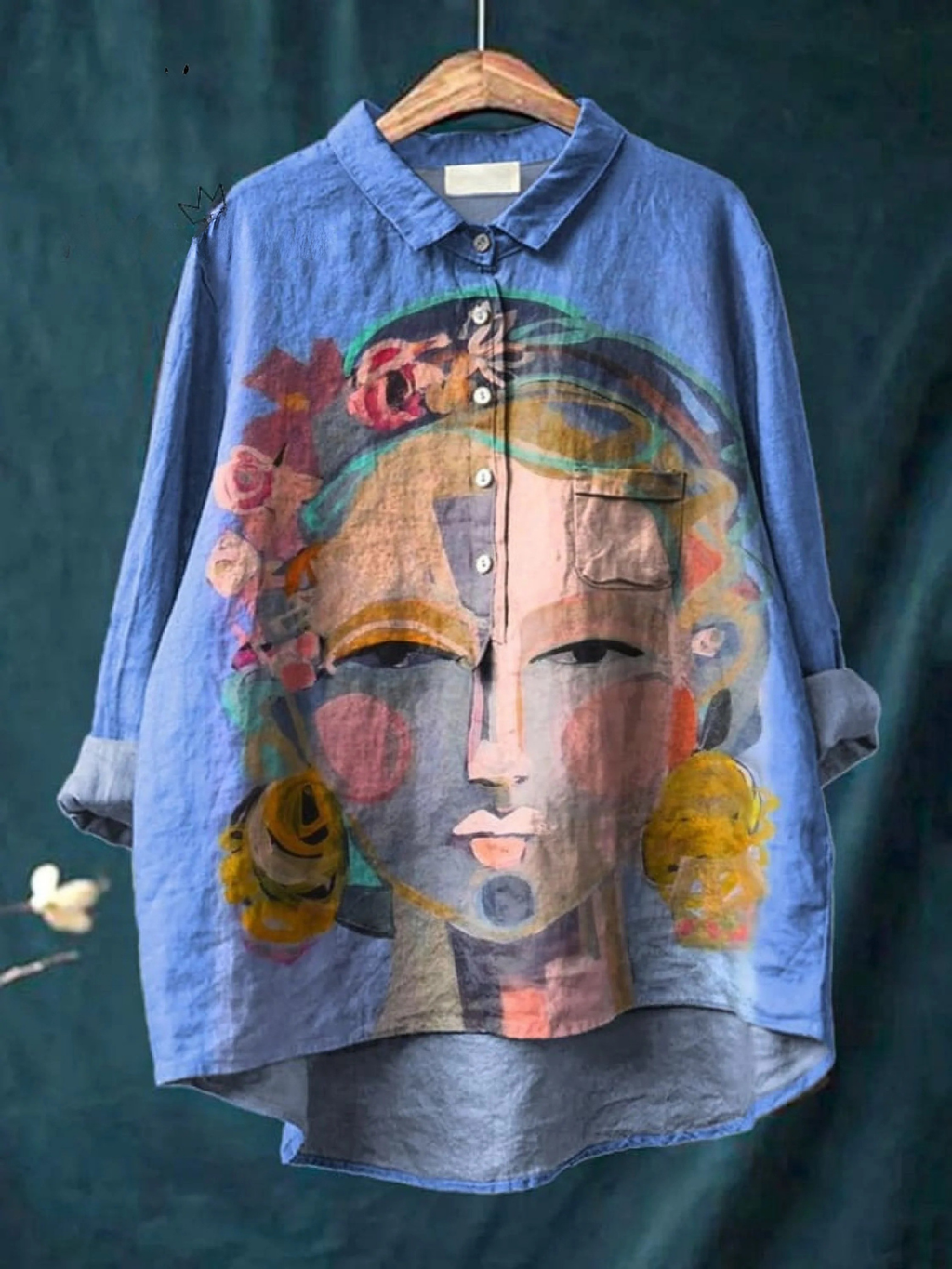 Eugen | Olieverfschilderij Freda Portret Kunst Bedrukt Casual Dames T-shirt