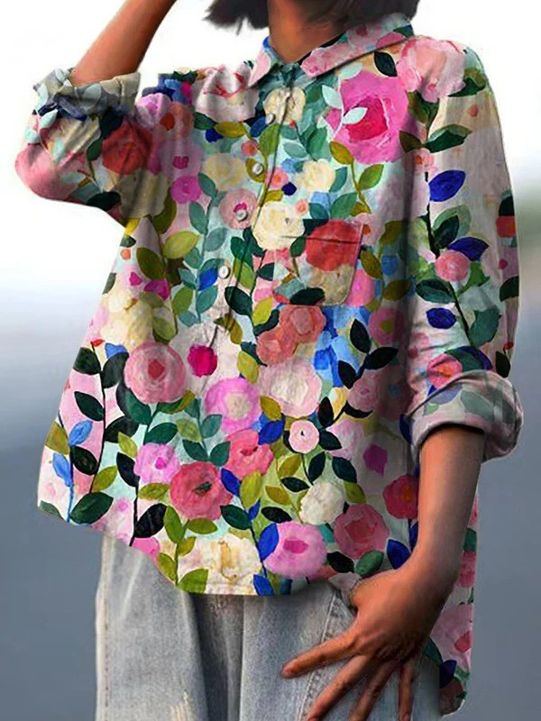 Delia | Kleurrijke Lente Bloemenprint Casual Overhemd voor Dames
