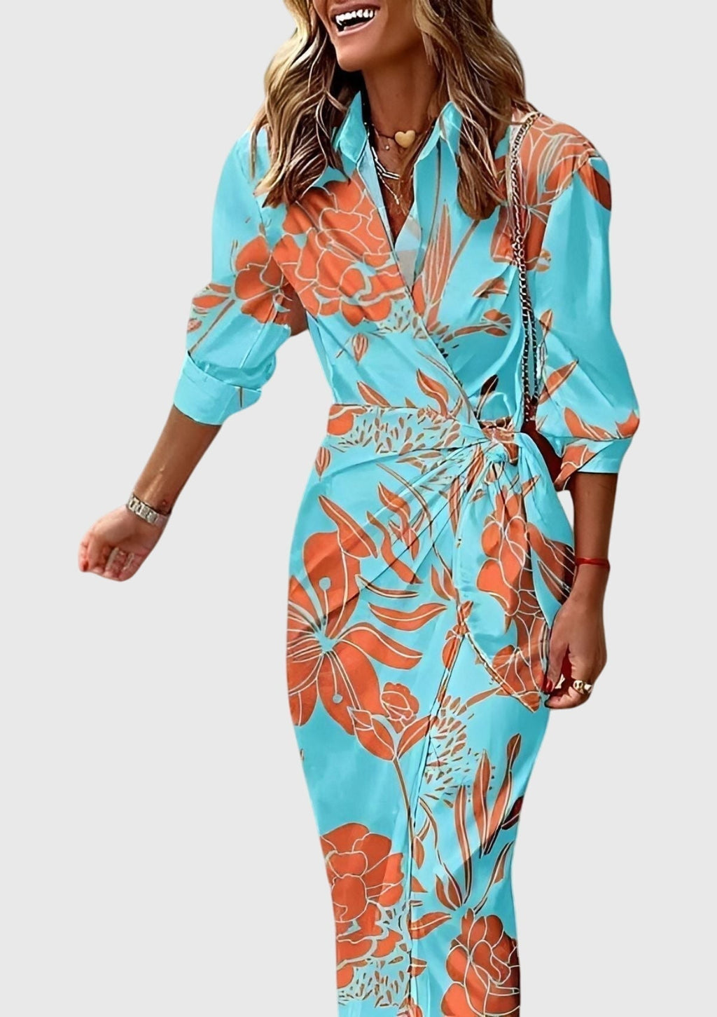 Everly™ | Elegante Wikkeljurk met Print