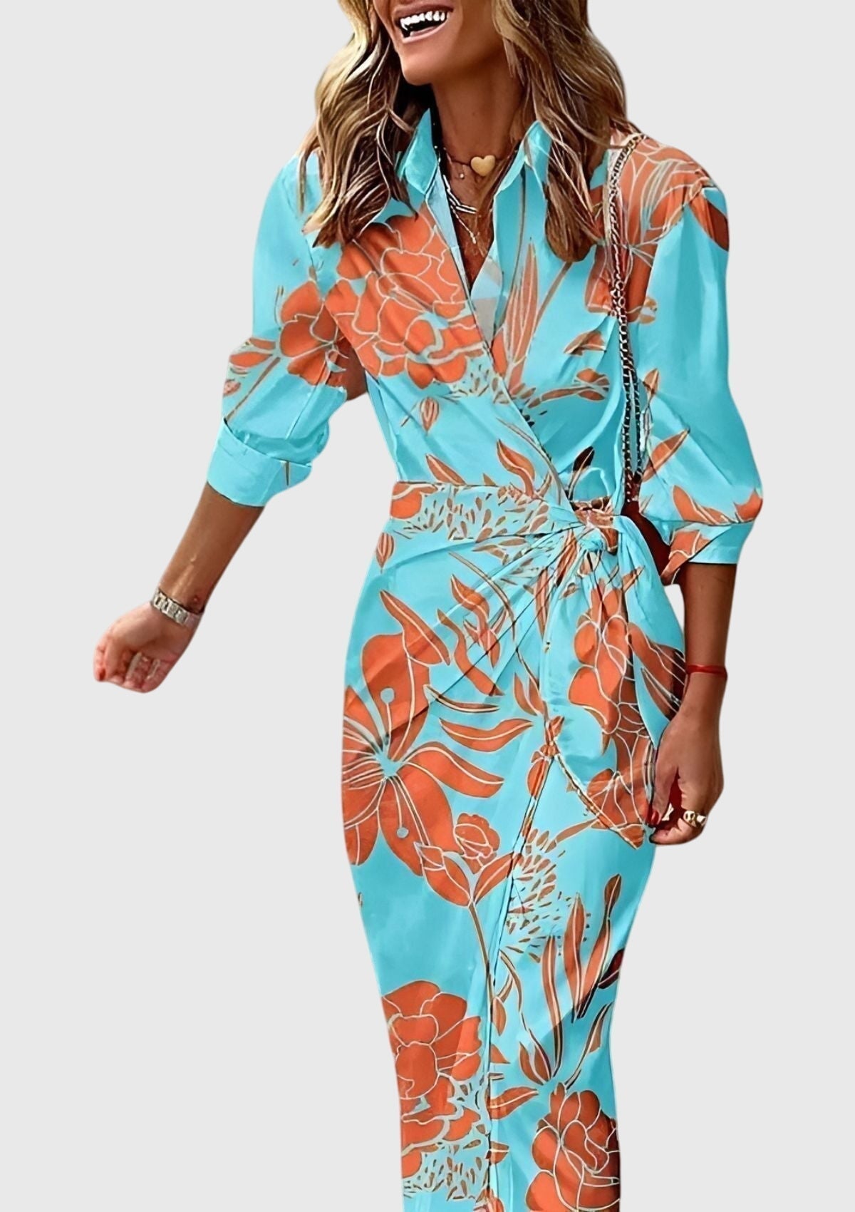 Everly™ | Elegante Wikkeljurk met Print