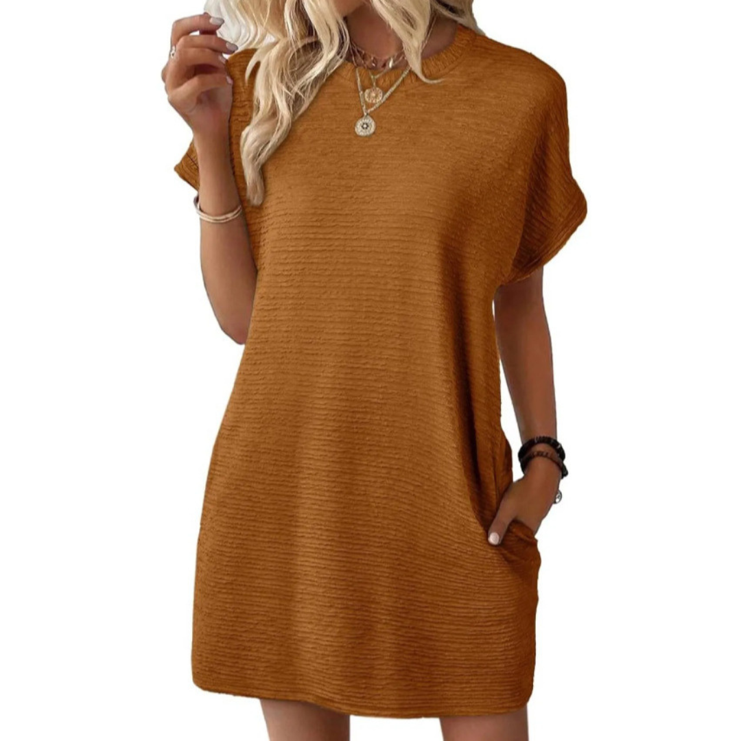 EVASHA™ – Casual Minimalistische Zomerjurk met Ronde Hals