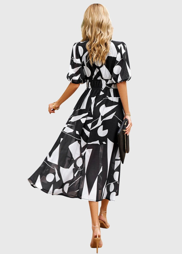 Merlin™ | Flatterende Midi-jurk met Bloemenprint