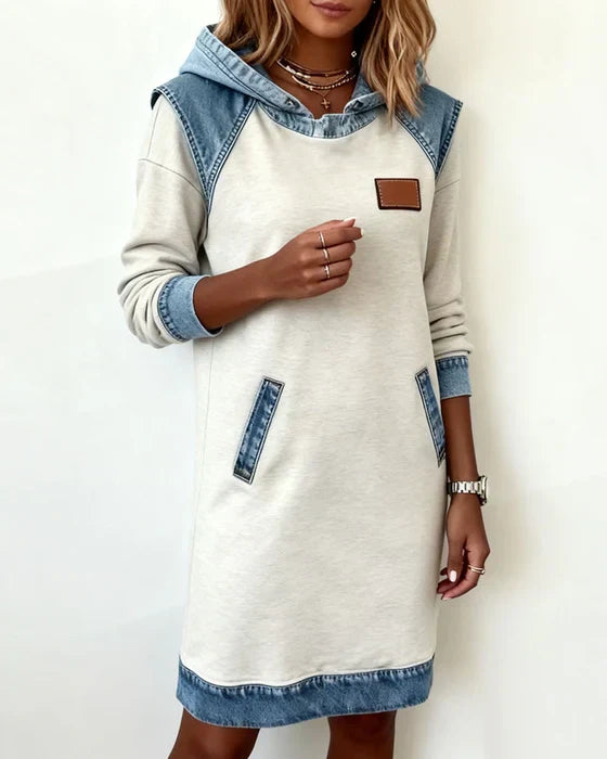 Lunariae – Casual Contrast Hoodie Jurk