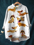 Allyson | Schattige Teckel Honden Kunstprint Casual Shirt