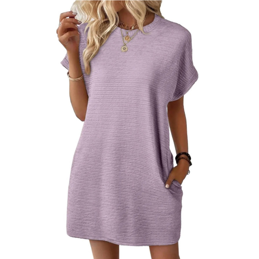 EVASHA™ – Casual Minimalistische Zomerjurk met Ronde Hals