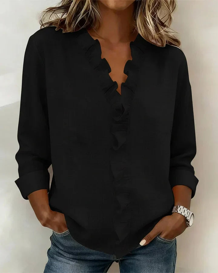 Indie | Blouse met Ruches en Lange Mouwen
