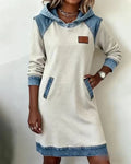 Lunariae – Casual Contrast Hoodie Jurk