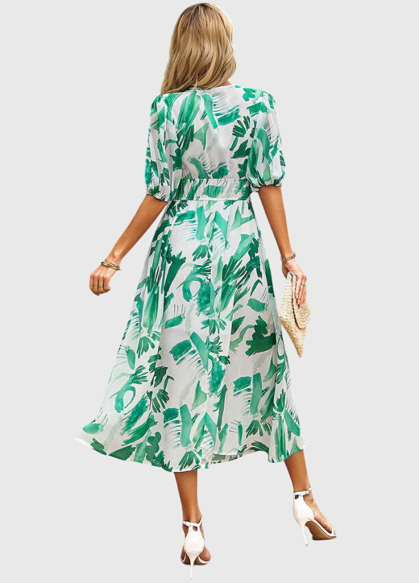 Merlin™ | Flatterende Midi-jurk met Bloemenprint