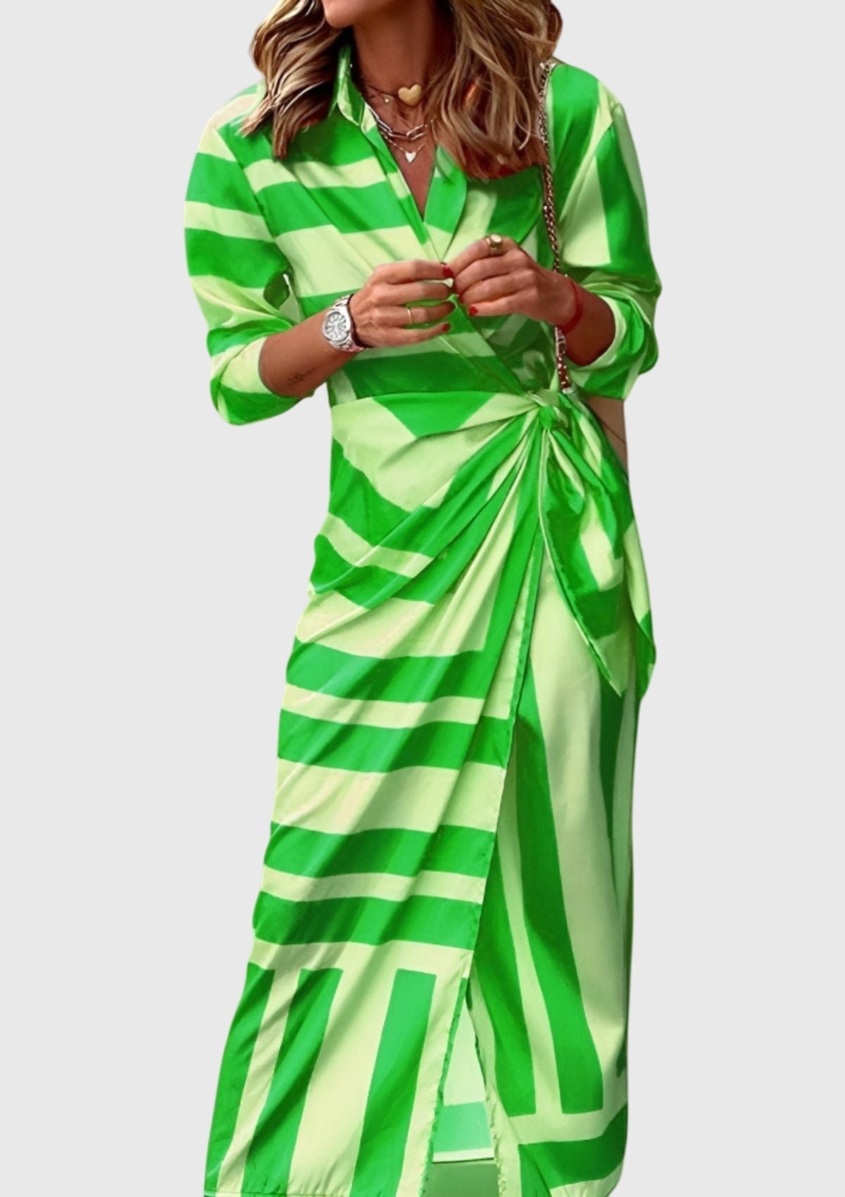 Everly™ | Elegante Wikkeljurk met Print