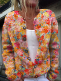 Bloemenprint Casual Vest met Knopen | Trui