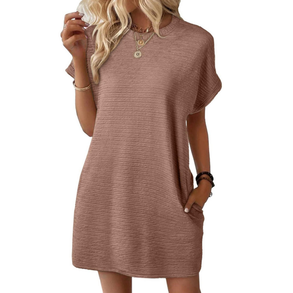 EVASHA™ – Casual Minimalistische Zomerjurk met Ronde Hals