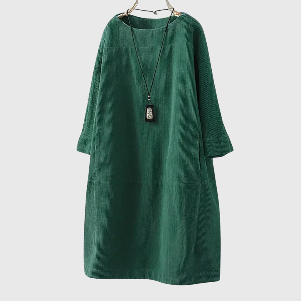 Grace | Ontspannen Corduroy Midi-jurk