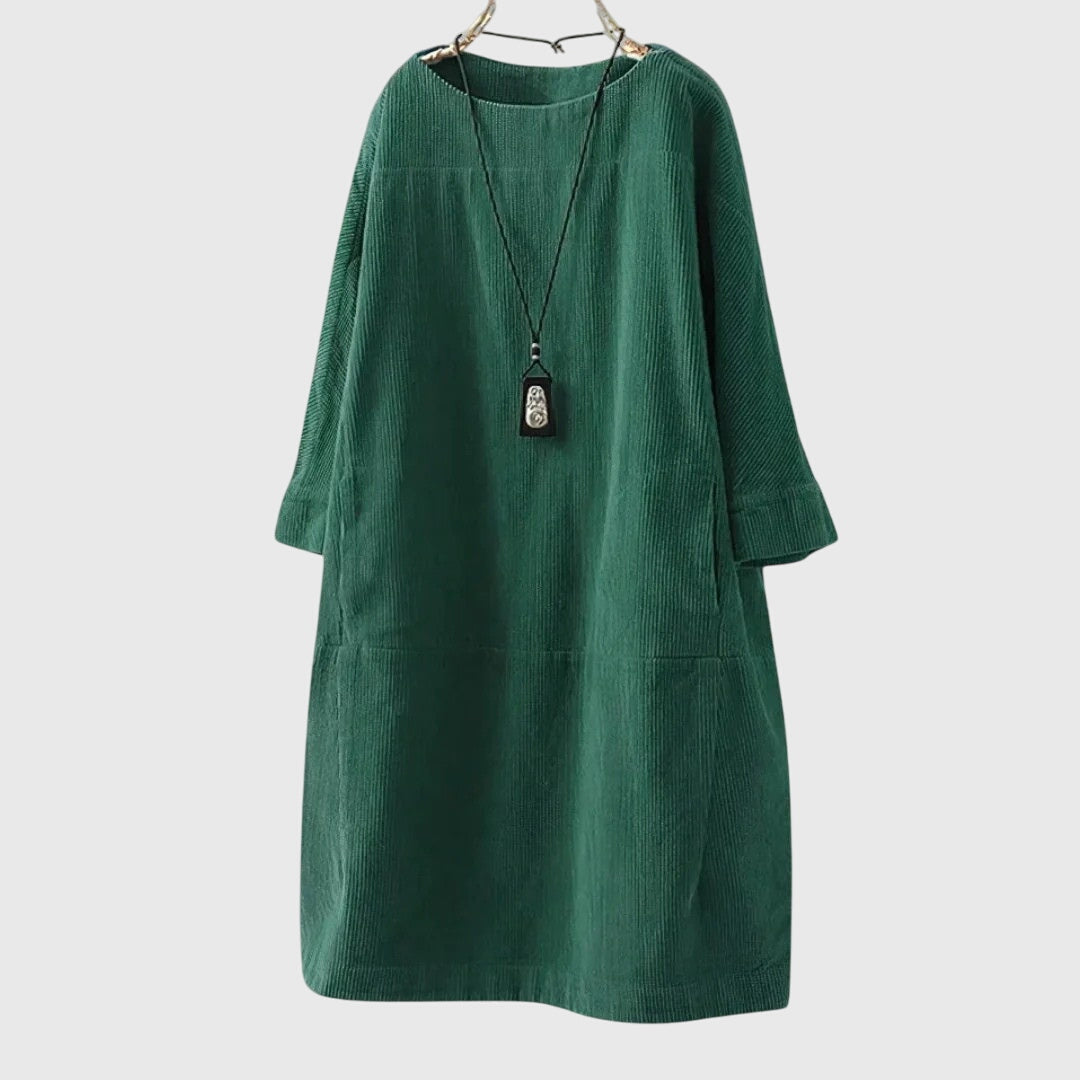 Grace | Ontspannen Corduroy Midi-jurk