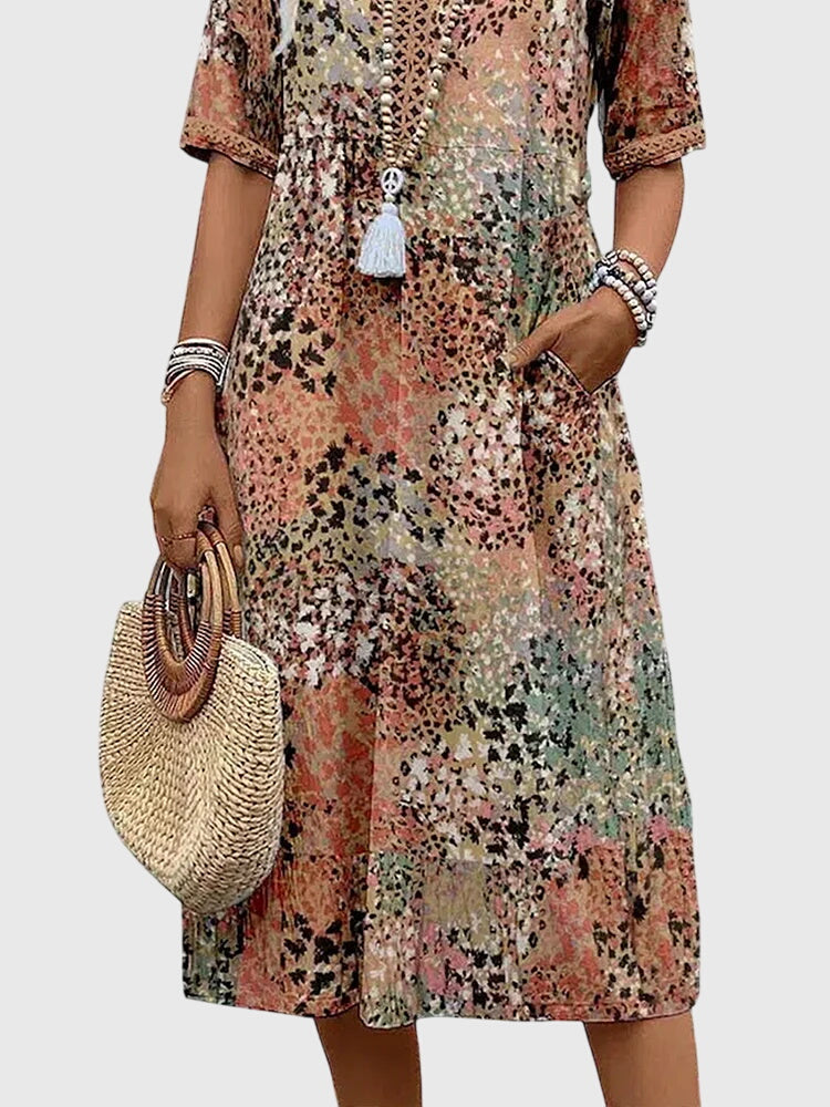 Yvonna™ | Elegante midi-jurk met bloemenprint
