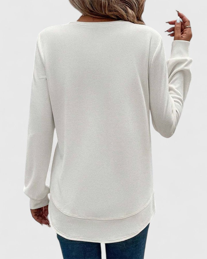 Nadyalyn | Elegante O-Hals Lange Mouw