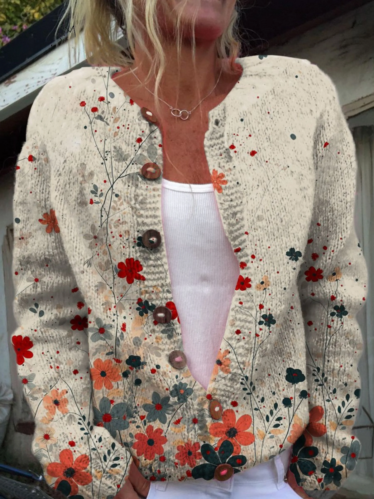 Vintage Bloemen Print | Vest Met Knopen