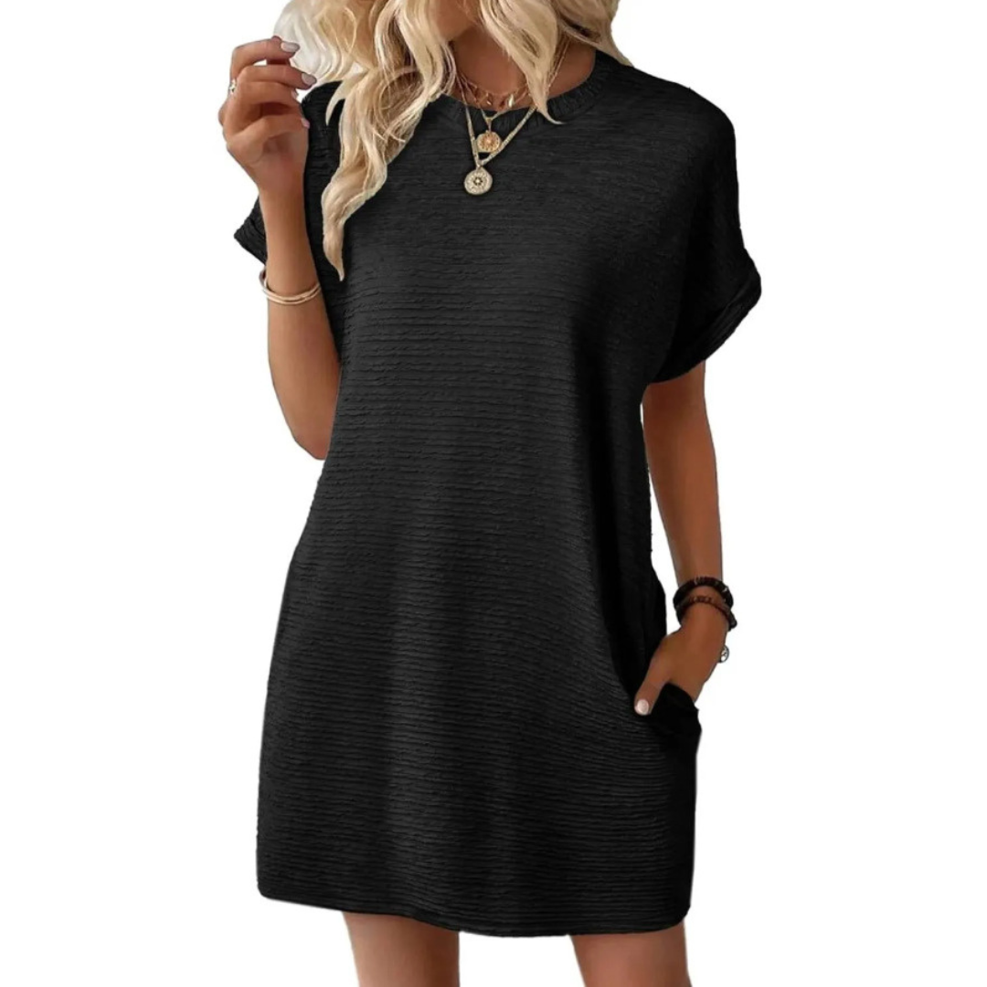 EVASHA™ – Casual Minimalistische Zomerjurk met Ronde Hals
