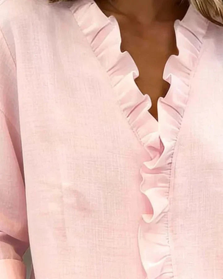 Indie | Blouse met Ruches en Lange Mouwen