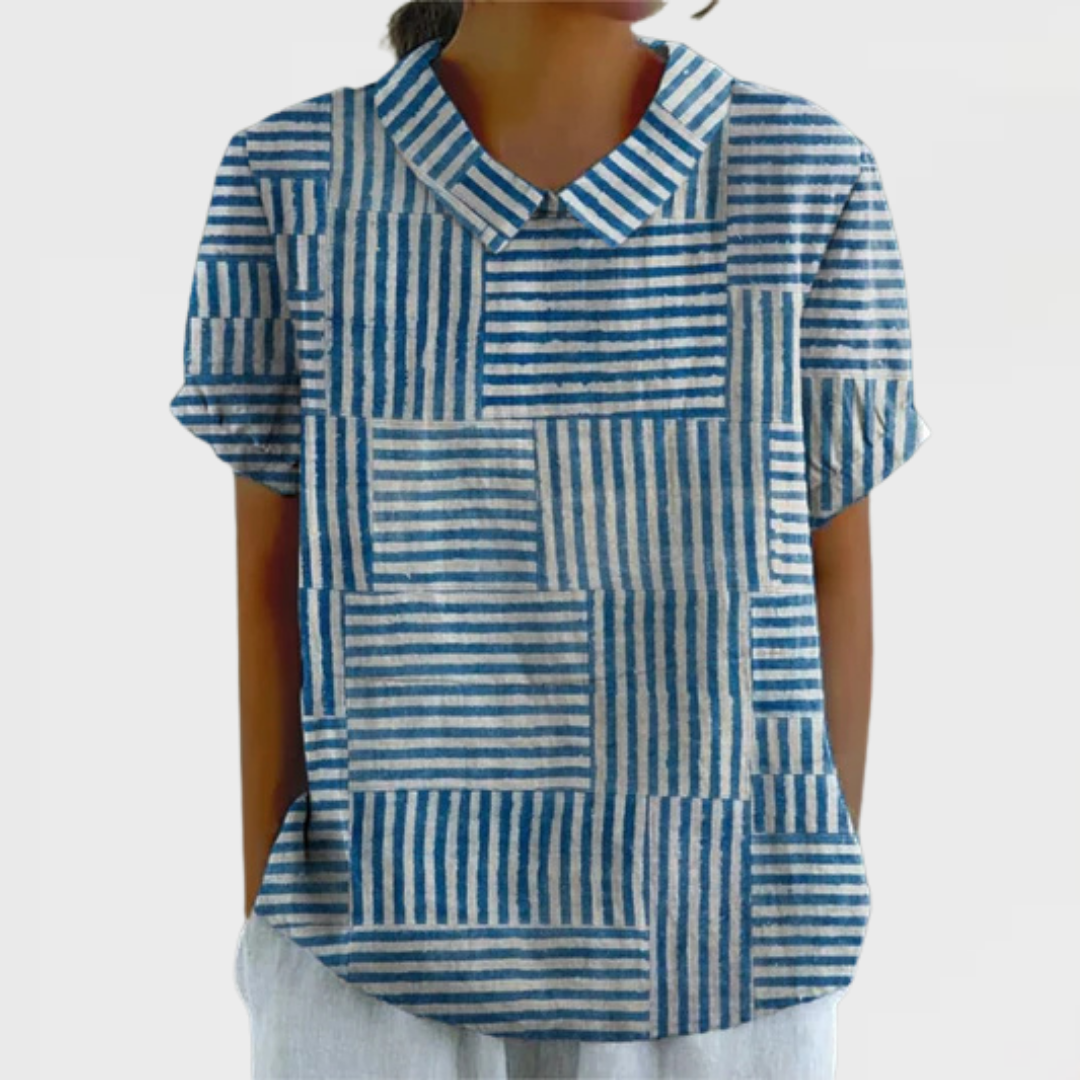 Amelia | Gestreept patchwork overhemd