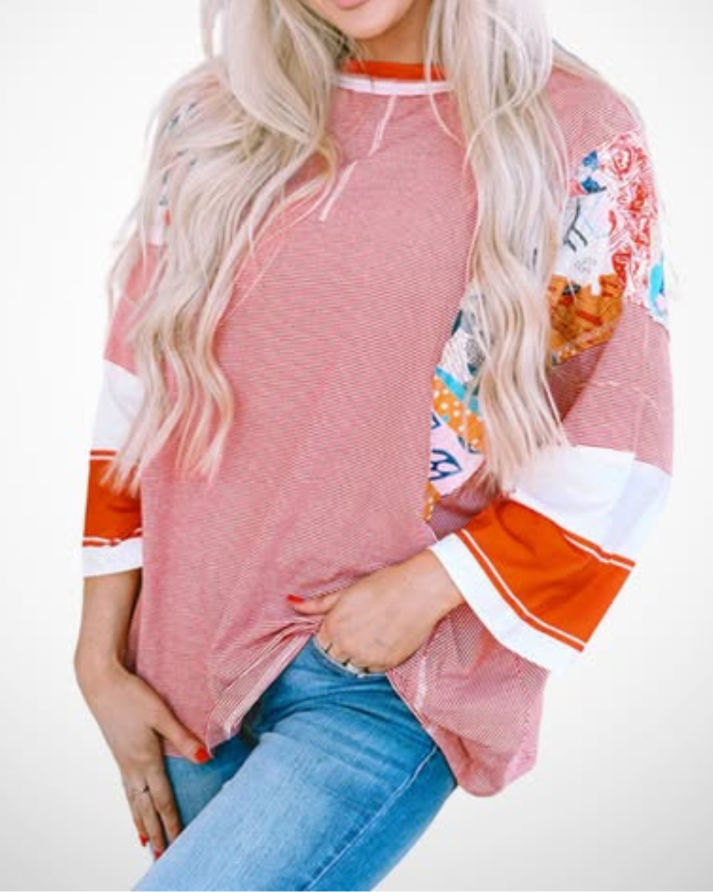 BAILEY™ – Lichtgewicht Patchwork Vleermuismouwentop