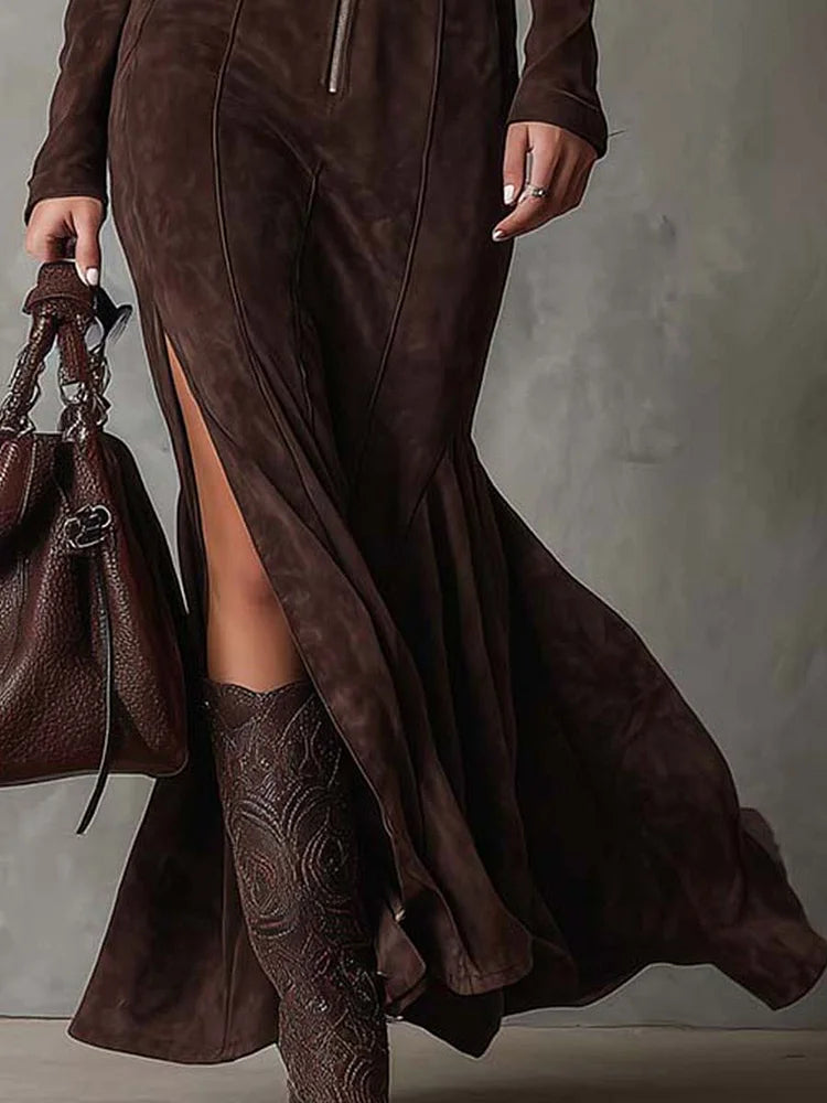 Lunori™ | Alessia Lange Suède Jurk