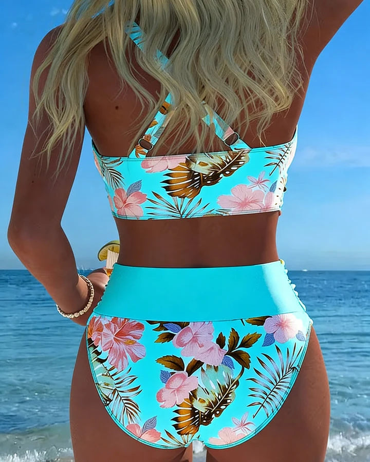 Jolina | Bikini met bloemenprint en split