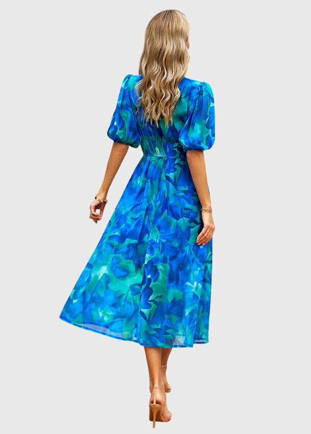 Merlin™ | Flatterende Midi-jurk met Bloemenprint