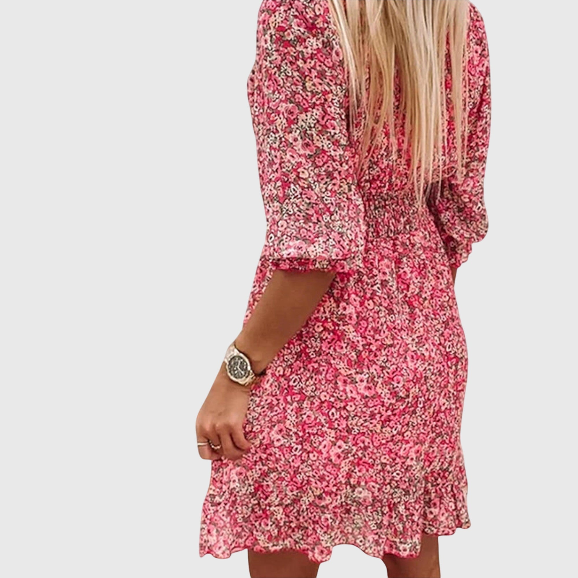 Elisa™ | Jurk met pofmouwen en bloemenprint