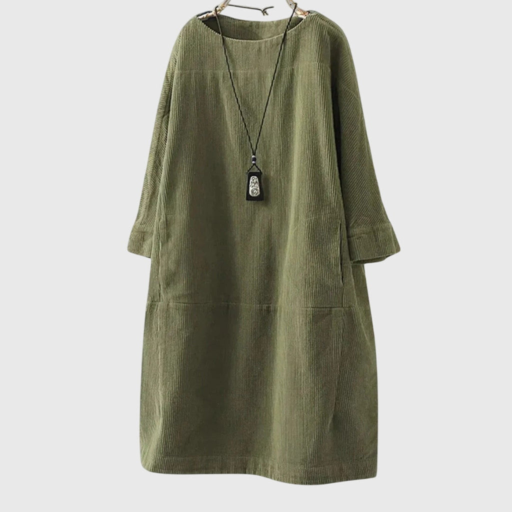 Grace | Ontspannen Corduroy Midi-jurk