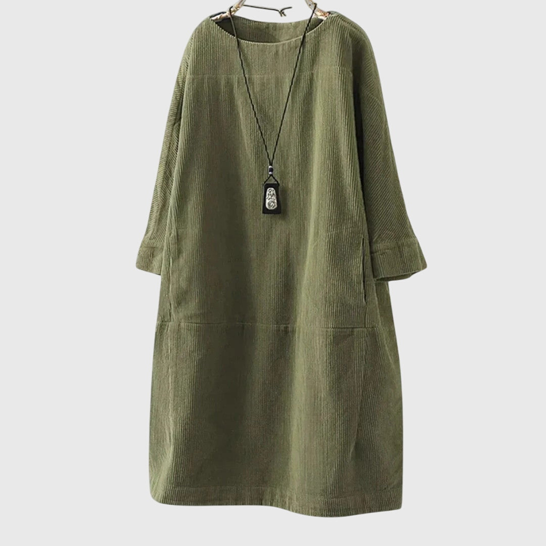 Grace | Ontspannen Corduroy Midi-jurk