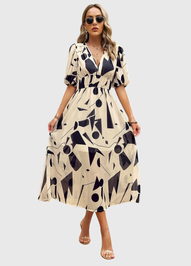 Merlin™ | Flatterende Midi-jurk met Bloemenprint