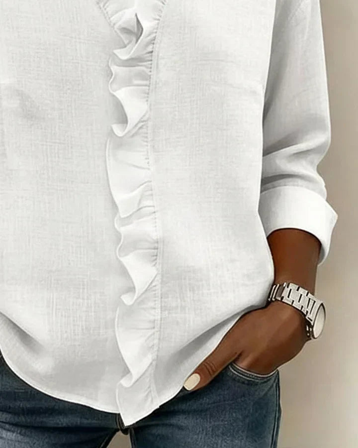 Indie | Blouse met Ruches en Lange Mouwen