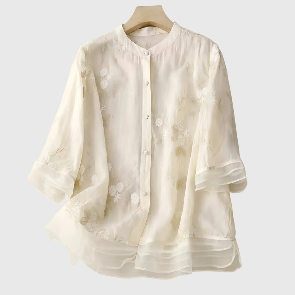 Nellie™ | Elegante Top met Geborduurde Bloemen