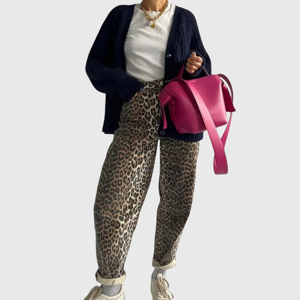 Chandra | Vintage Jeans with Leopard Print