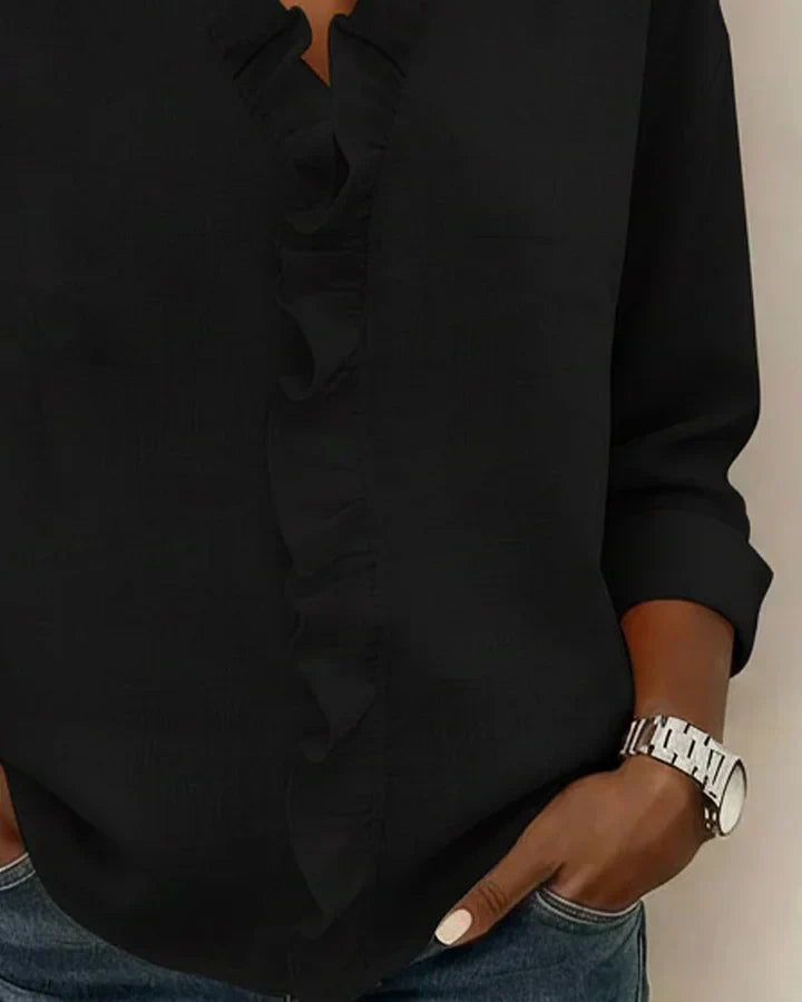 Indie | Blouse met Ruches en Lange Mouwen