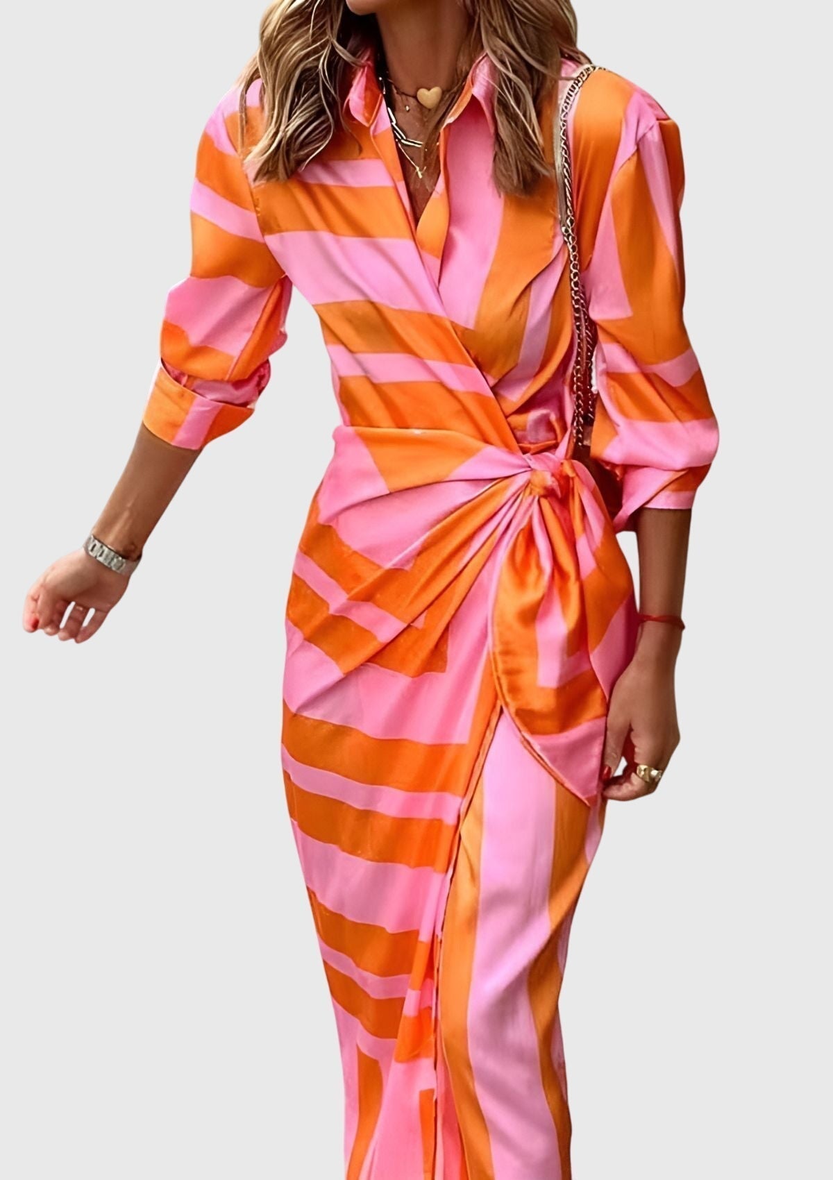 Everly™ | Elegante Wikkeljurk met Print