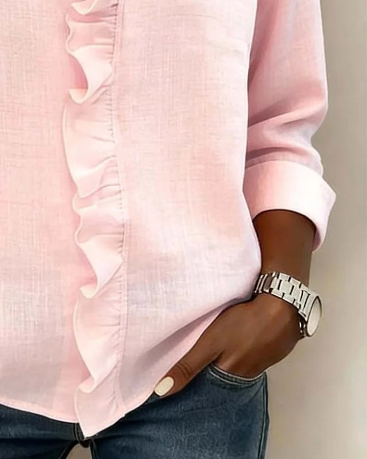 Indie | Blouse met Ruches en Lange Mouwen