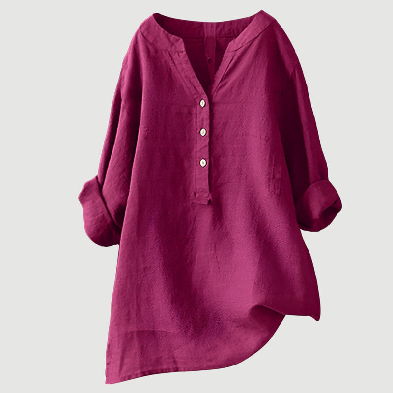Evie | Comfortabele Linnen Blouse