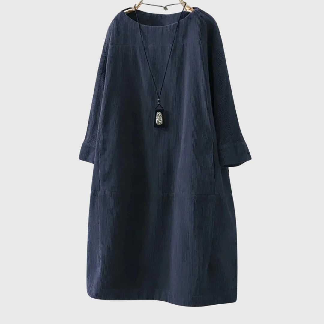 Grace | Ontspannen Corduroy Midi-jurk