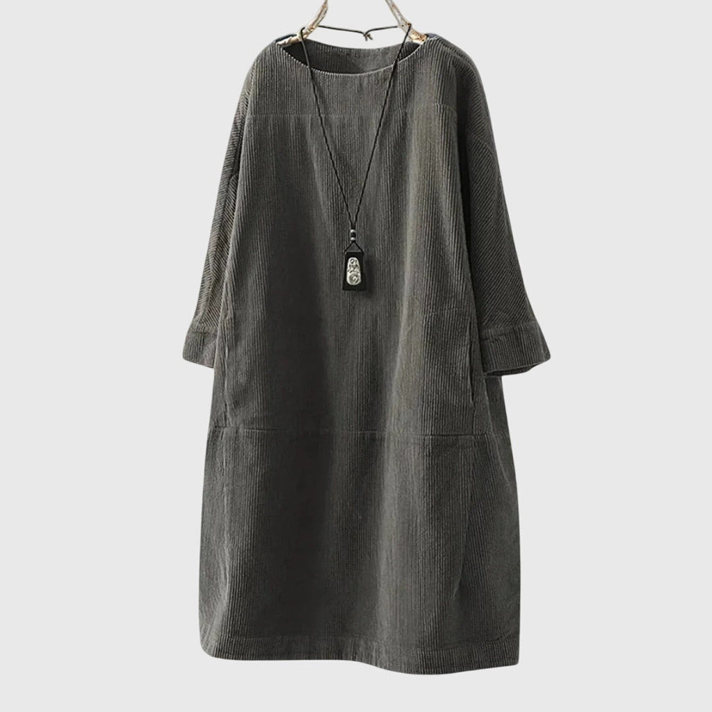 Grace | Ontspannen Corduroy Midi-jurk