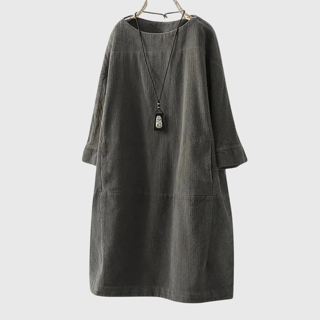 Grace | Ontspannen Corduroy Midi-jurk