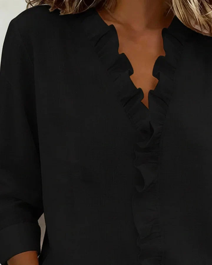 Indie | Blouse met Ruches en Lange Mouwen