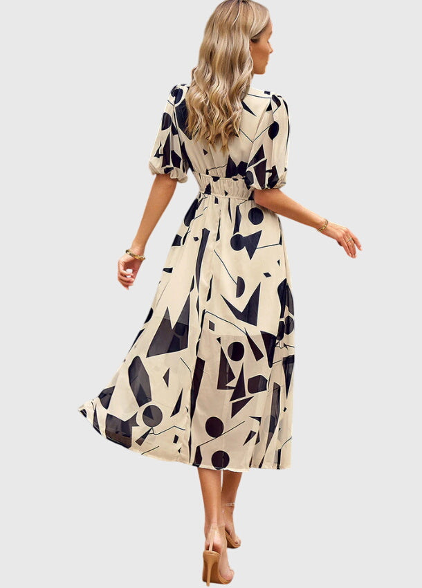 Merlin™ | Flatterende Midi-jurk met Bloemenprint