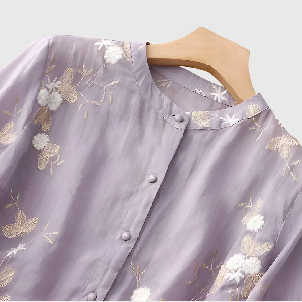 Nellie™ | Elegante Top met Geborduurde Bloemen