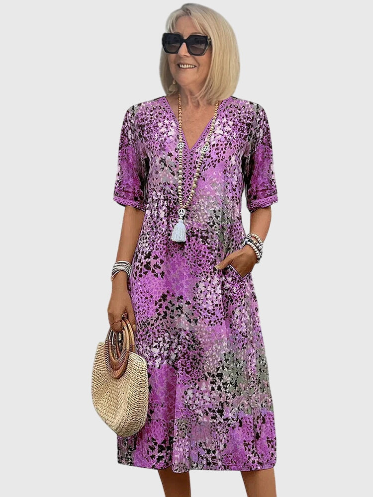 Yvonna™ | Elegante midi-jurk met bloemenprint