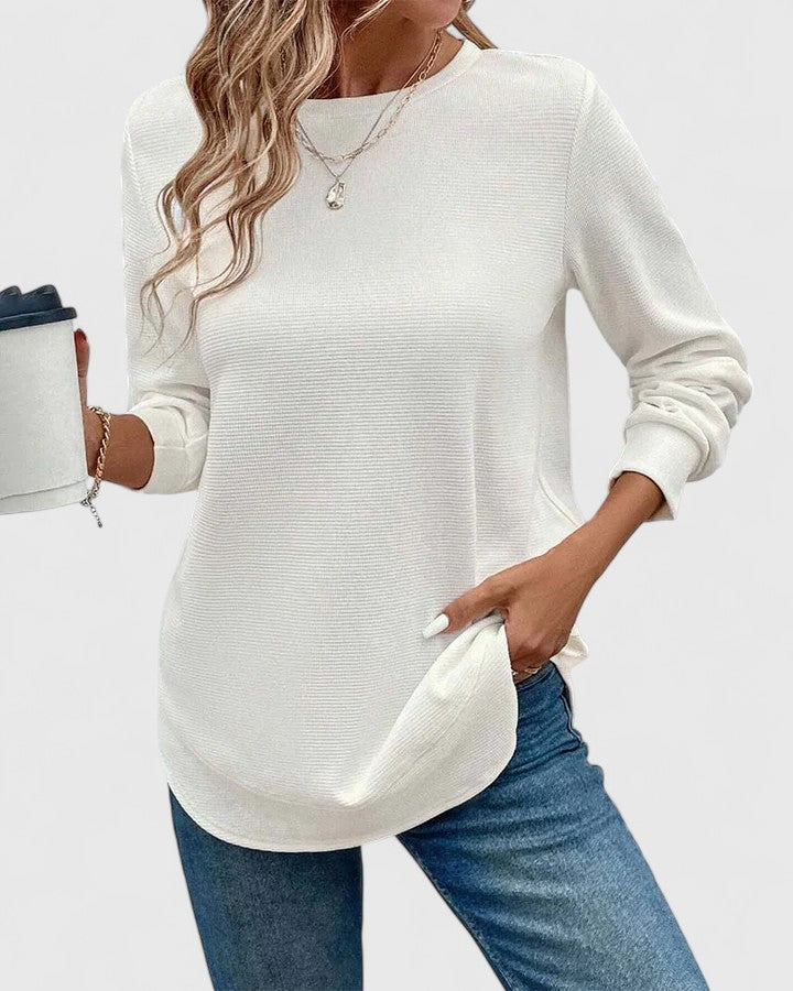 Nadyalyn | Elegante O-Hals Lange Mouw
