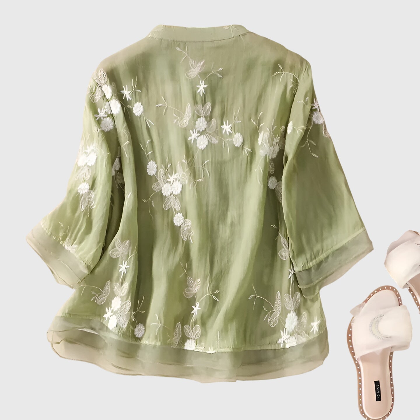 Nellie™ | Elegante Top met Geborduurde Bloemen