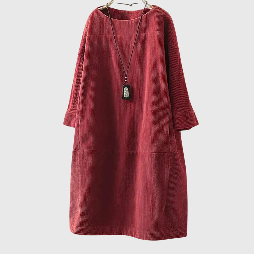 Grace | Ontspannen Corduroy Midi-jurk